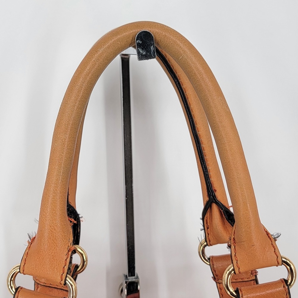 Hype Orange Pebbled Leather Satchel Crossbody Bag Gold Hardware - Picture 3 of 16